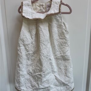 Heirlooms 3T Girls Cream and Brown Sleeveless Dress with Elegant Design